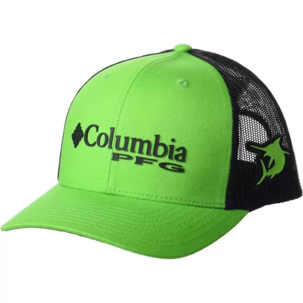 Columbia Womens PFG Logo Mesh Ball CapHigh CrownGreen MambaBlack