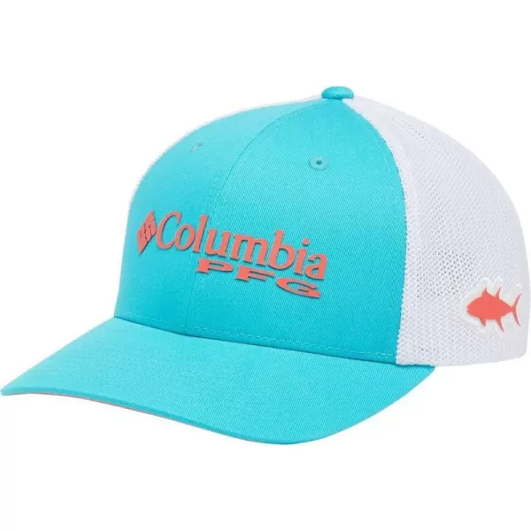 Columbia Womens PFG Logo Mesh Ball CapHigh CrownOcean TealCorange