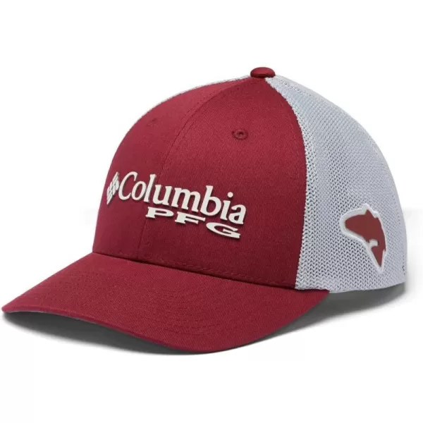 Columbia Womens PFG Logo Mesh Ball CapHigh CrownRed JasperCool GreyRedfish