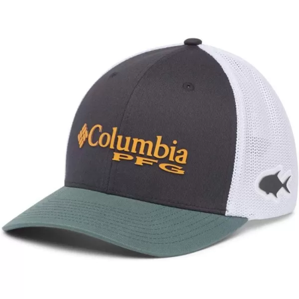 Columbia Womens PFG Logo Mesh Ball CapHigh CrownSharkWhitePondPermit