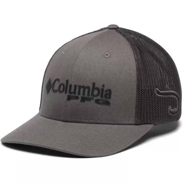 Columbia Womens PFG Logo Mesh Ball CapHigh CrownTitaniumBlackHook