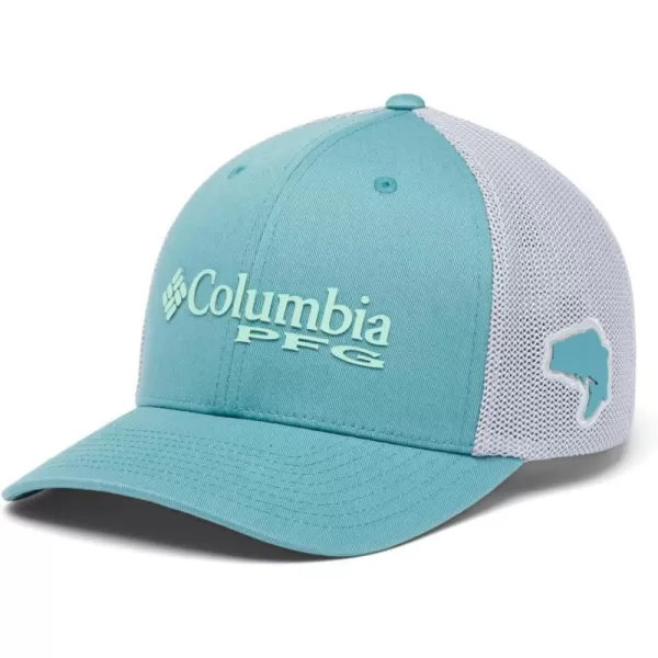 Columbia Womens PFG Logo Mesh Ball CapHigh CrownTranquil TealCool Grey