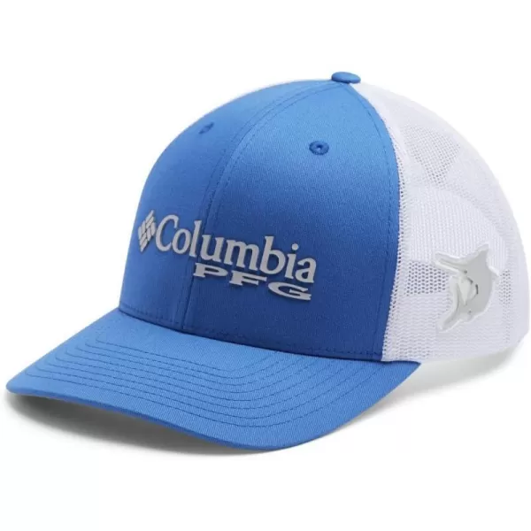 Columbia Womens PFG Logo Mesh Ball CapHigh CrownVivid Blue  Marlin