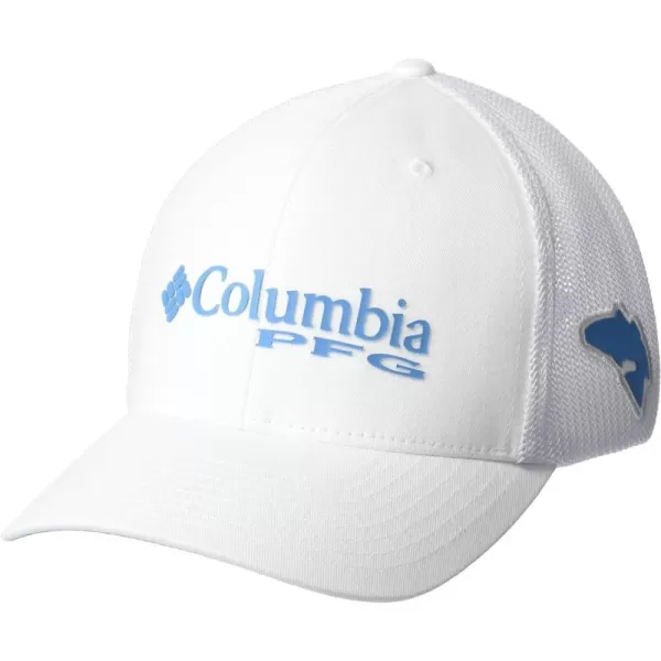 Columbia Womens PFG Logo Mesh Ball CapHigh CrownWhiteRiptide