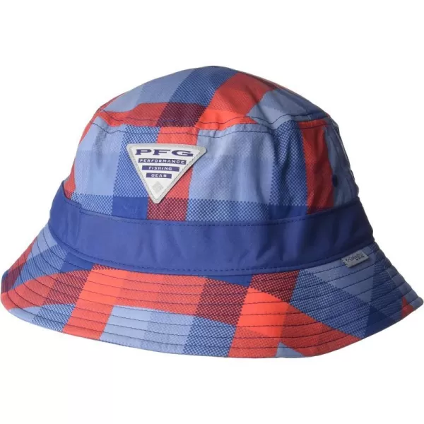 Columbia Womens PFG Slack Tide Bucket HatCarbon Mid GinghamCarbon