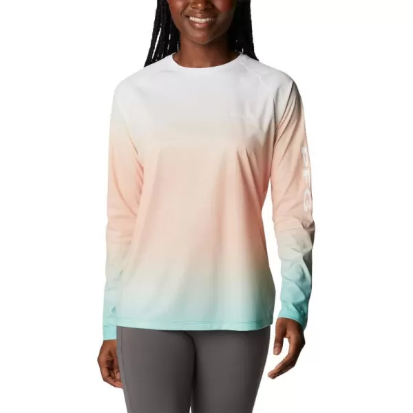 Columbia Womens Printed Tidal Deflector Long SleeveBright NectarElectric Turquoise Gradient