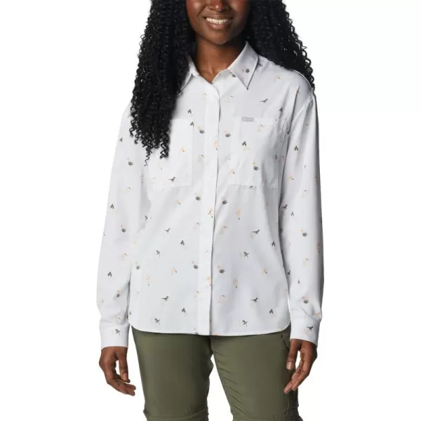 Columbia Womens Silver Ridge Utility Patterned Long Sleeve ShirtWhiteBaja Blitz