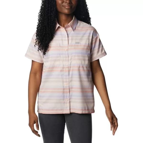 Columbia Womens Silver Ridge Utility Short Sleeve ShirtPeachPainted Hills Stripe