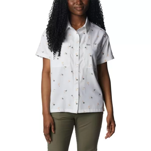 Columbia Womens Silver Ridge Utility Short Sleeve ShirtWhiteBaja Blitz