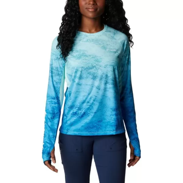 Columbia Womens Standard Super Tidal Tee Vent Long SleeveGulf Stream Camo Gradient