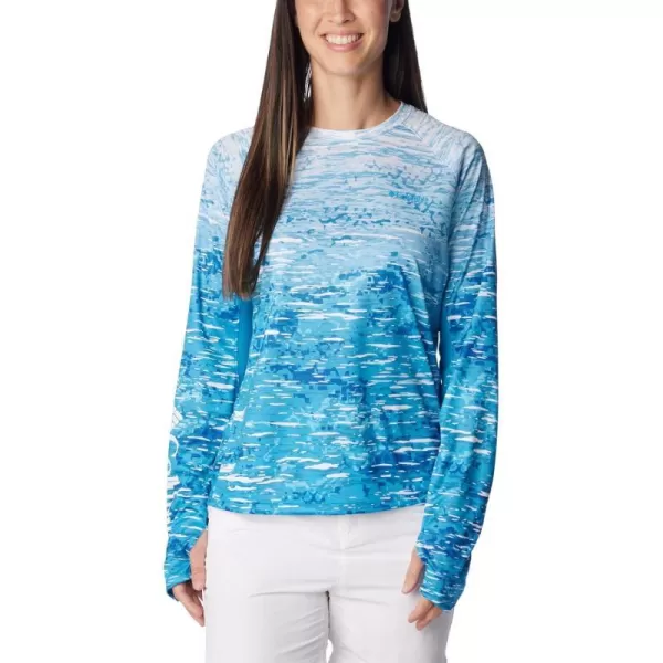 Columbia Womens Standard Super Tidal Tee Vent Long SleeveOcean Blue Digiscale Fade