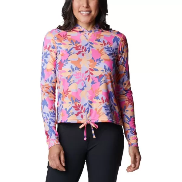 Columbia Womens Summerdry Long Sleeve Printed HoodieWild GeraniumFloriated