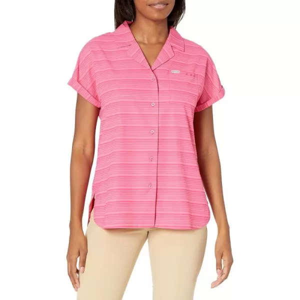 Columbia Womens Sun Drifter Woven Short SleeveUltra Pink Stripe