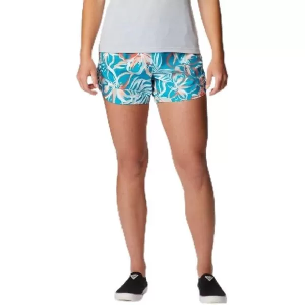 Columbia Womens Super Tamiami Pullon ShortOcean Teal Tropic Multilines