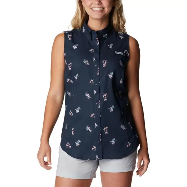 Columbia Womens Super Tamiami Sleeveless ShirtCollegiate Navy Bouquet Foray