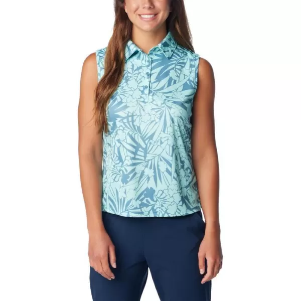 Columbia Womens Super Tidal Tee Sleeveless PoloCanyon Blue Tropictones