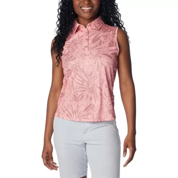 Columbia Womens Super Tidal Tee Sleeveless PoloSandalwood Pink Tropictones