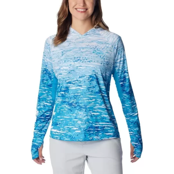 Columbia Womens Super Tidal Tee Vent HoodieOcean Blue Digiscale Fade