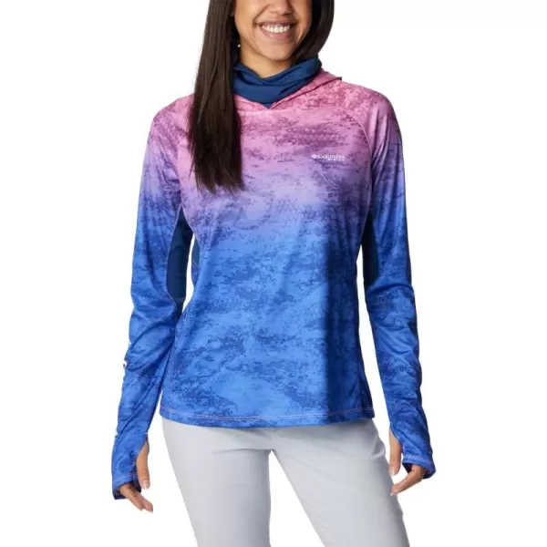 Columbia Womens Super Tidal Tee Vent HoodiePink Pop Camo Gradient