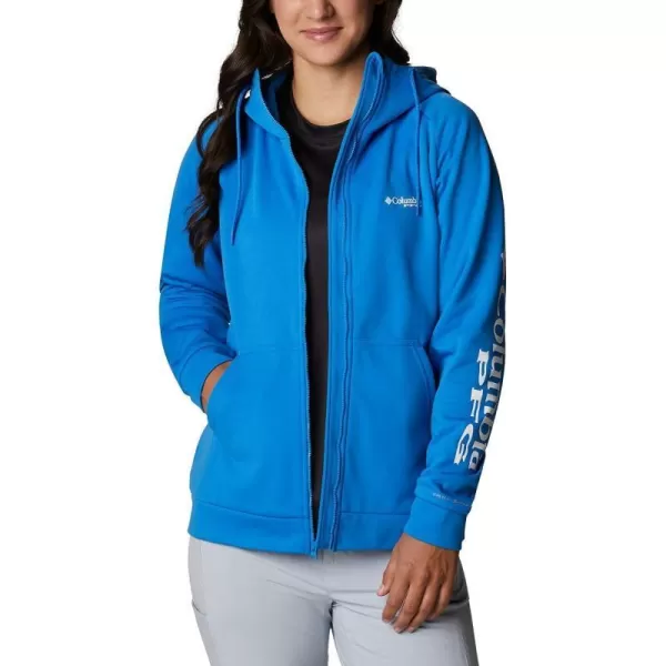 Columbia Womens Tidal Fleece Fz HoodieAzure BlueWhite Logo