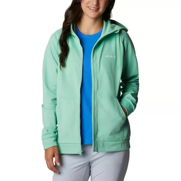 Columbia Womens Tidal Fleece Fz HoodieKelpStormy Blue Logo