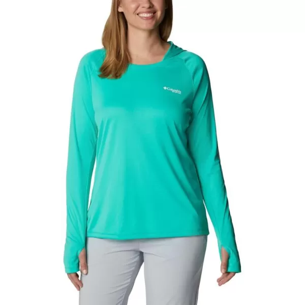 Columbia Womens Tidal Tee HoodieElectric TurquoiseWhite Logo