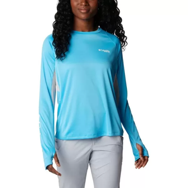 Columbia Womens Tidal Tee Vent Long SleeveRiptideWhite Logo