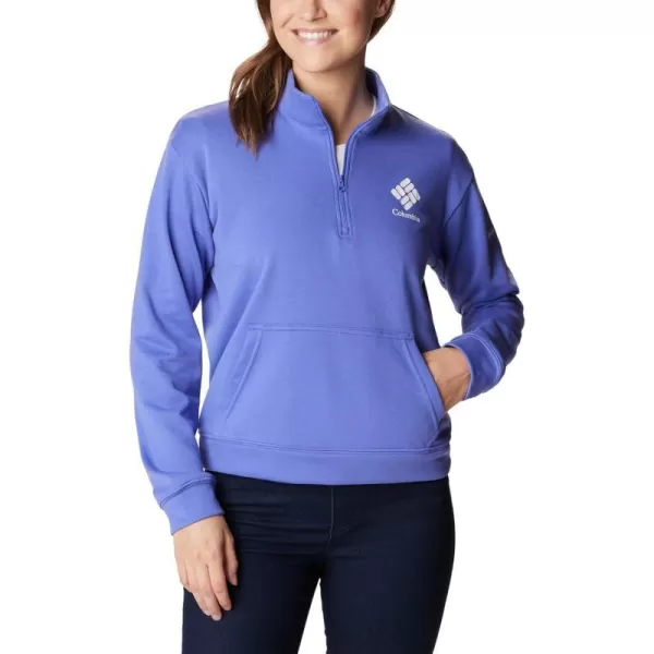 Columbia Womens Trek French Terry Half ZipPurple LotusPurple Tint Stacked Logo