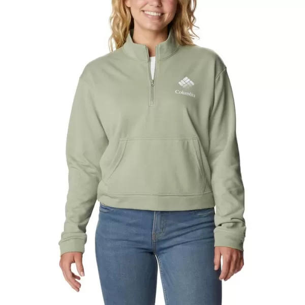 Columbia Womens Trek French Terry Half ZipSafariWhite Csc Stacked Logo