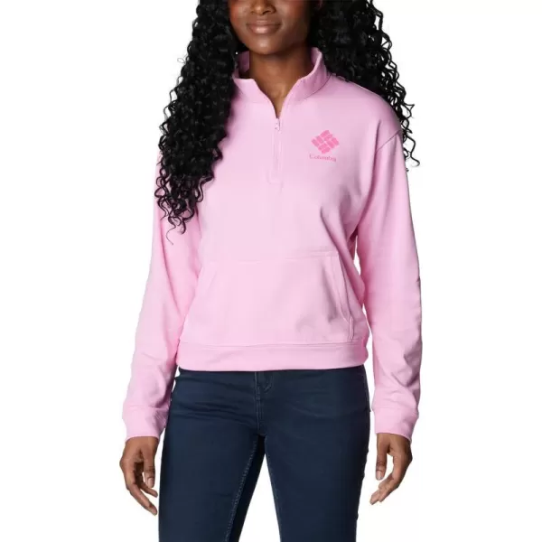 Columbia Womens Trek French Terry Half ZipWild RoseWld Grnm Csc Stacked Logo