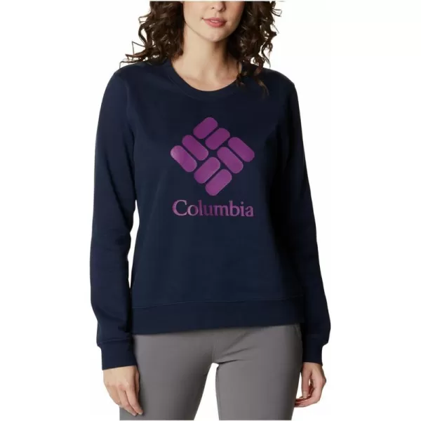 Columbia Womens Trek Graphic CrewCollegiate NavyStacked Gem