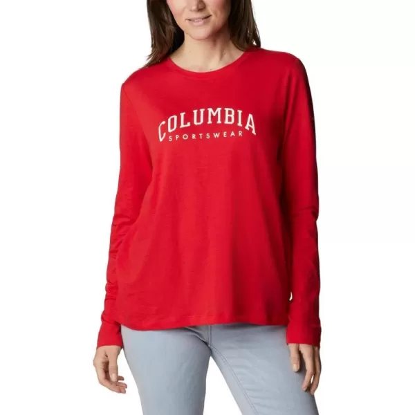 Columbia Womens Trek Relaxed Long Sleeve TeeRed LilyColumbia Varsity Arch