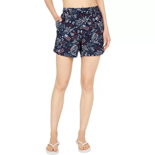 Columbia Womens W Super Backcast Water ShortCollegiate Navy Americana Fishing Print