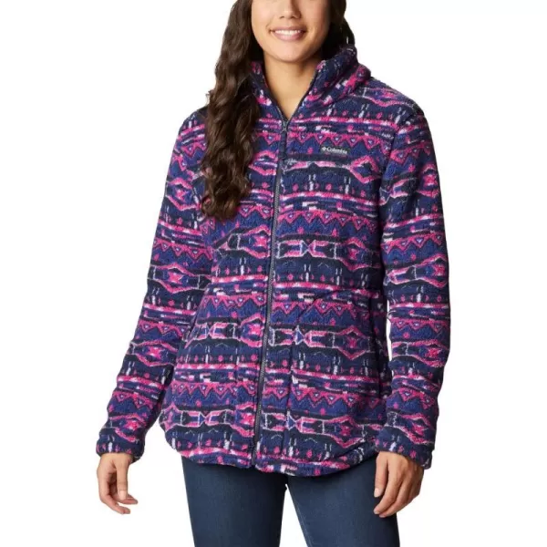 Columbia Womens West Bend Full ZipDark Sapphire 80s Stripe Print