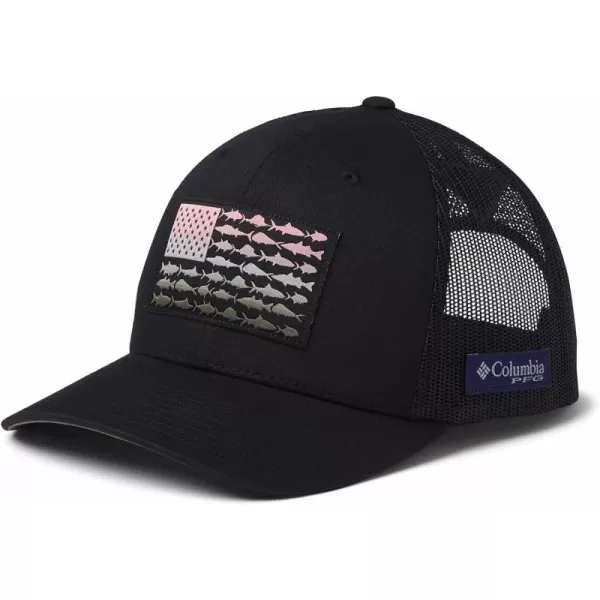 Columbia unisexadult Pfg Fish Flag Mesh Snap BackBlackCypress