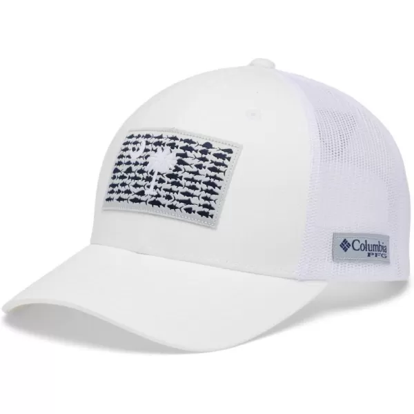 Columbia unisexadult Pfg Fish Flag Mesh Snap BackWhiteSouth Carolina Flag