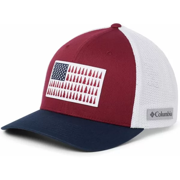 Columbia unisexadult Tree Flag Mesh Ball Cap  High CrownRed JasperWhiteCollegiate Navy