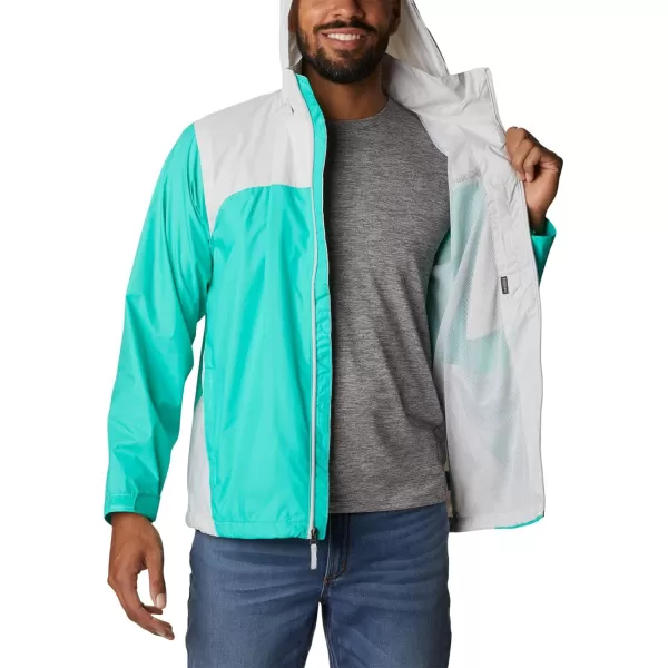 Columbia Mens Glennaker Rain JacketElectric Turquoise  Nimbus Grey