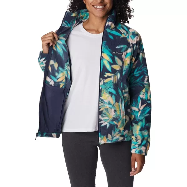 Columbia Womens Benton Springs Printed Full ZipBright AquaWisterian