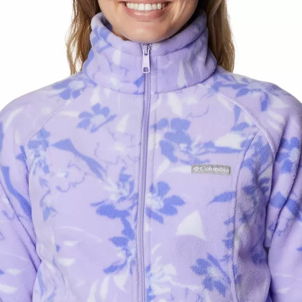 Columbia Womens Benton Springs Printed Full ZipFrosted PurplePop Flora Tonal