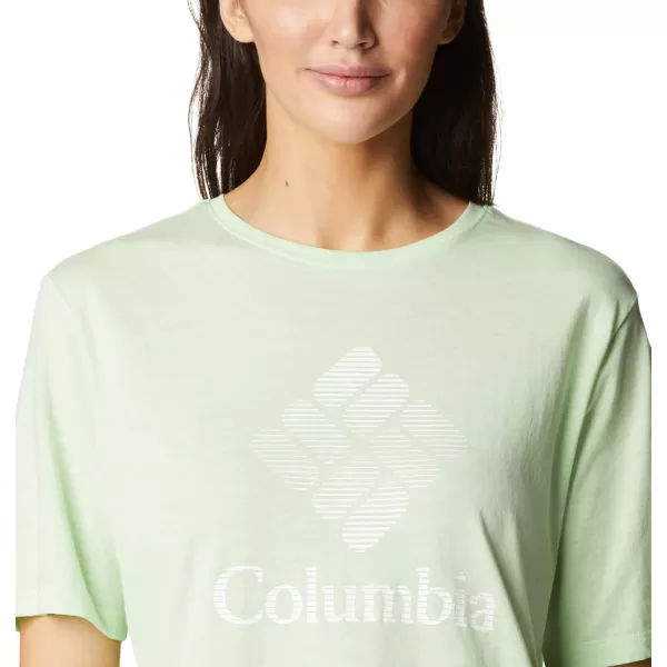 Columbia Womens Bluebird Day Relaxed Crew NeckKey West HeatherCsc Stacked Graphic