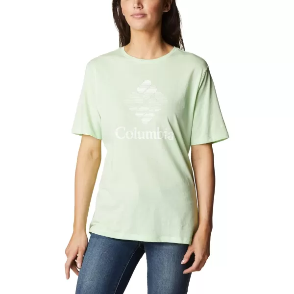 Columbia Womens Bluebird Day Relaxed Crew NeckKey West HeatherCsc Stacked Graphic