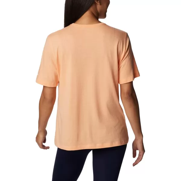 Columbia Womens Bluebird Day Relaxed Crew NeckPeach HeatherCsc Stacked Graphic