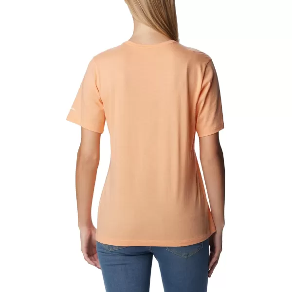 Columbia Womens Bluebird Day Relaxed Crew NeckPeach HeatherCsc Stacked Graphic