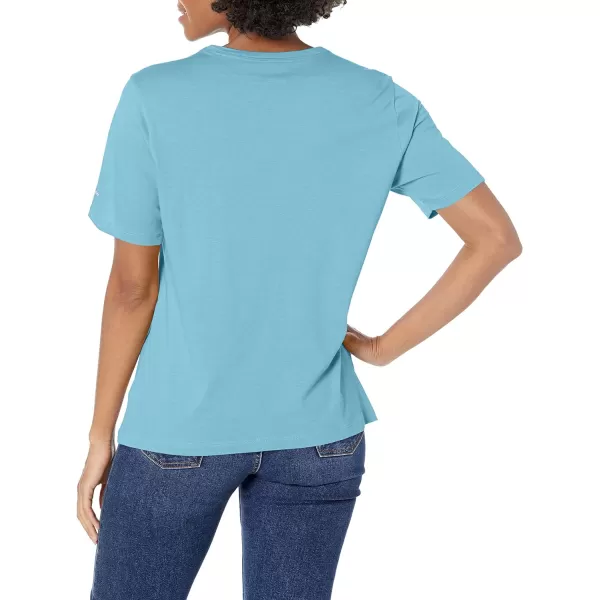 Columbia Womens Bluebird Day Relaxed Crew NeckVista Blue HeatherCsc Stacked Graphic