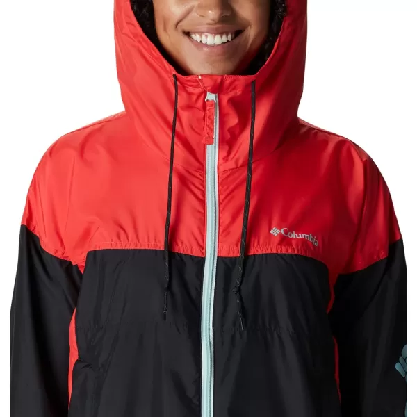 Columbia Womens Flash Challenger Novelty WindbreakerBlackRed HibiscusIcy MornIcy Morn 