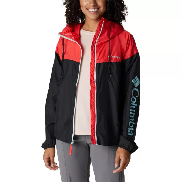 Columbia Womens Flash Challenger Novelty WindbreakerBlackRed HibiscusIcy MornIcy Morn 