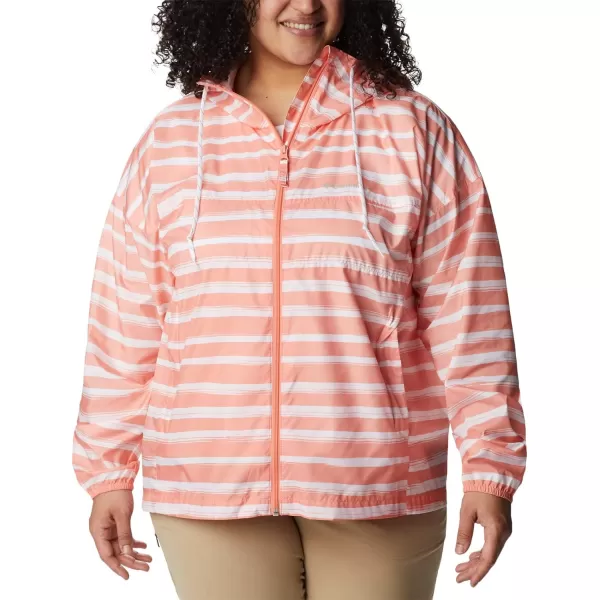 Columbia Womens Flash Challenger Novelty WindbreakerCoral Reef Brush Stripe Print