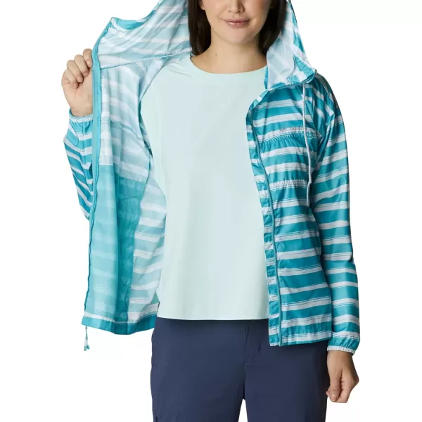 Columbia Womens Flash Challenger Novelty WindbreakerSea Wave Brush Stripe Print