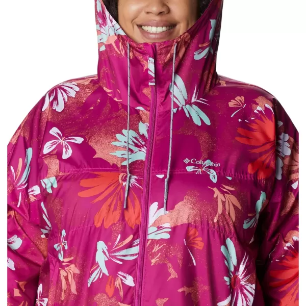 Columbia Womens Flash Challenger Novelty WindbreakerWild Fuchsia Daisy Party Print